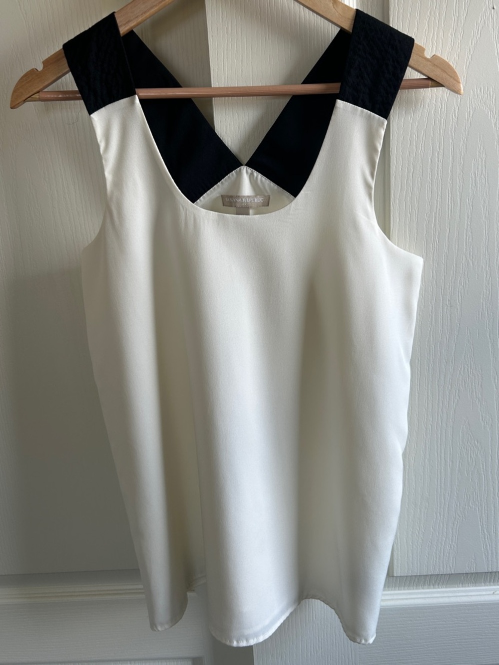 Banana Republic Cream Blouse with Black Crossback Straps